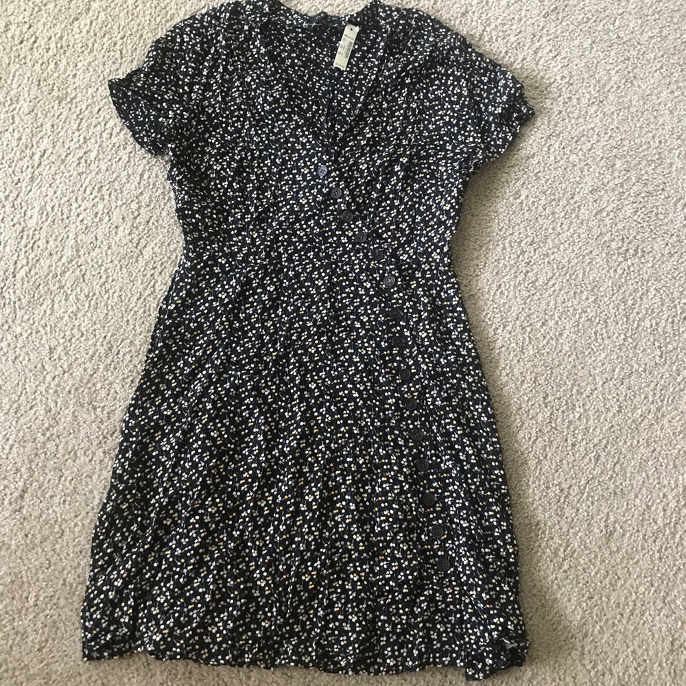 NWT! Madewell Wrap womens dress posies sz 4 Black